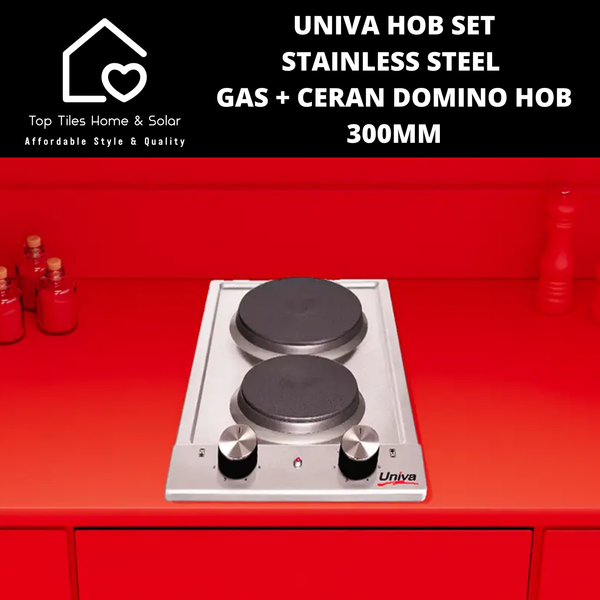 Univa Hob Set - Stainless Steel Gas + Ceran Domino Hob - 300mm