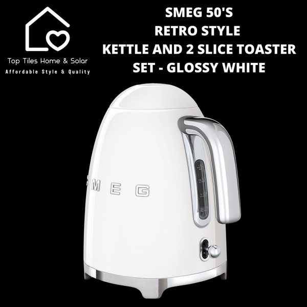 Smeg 50's Retro Style Kettle and 2 Slice Toaster Set - Glossy White