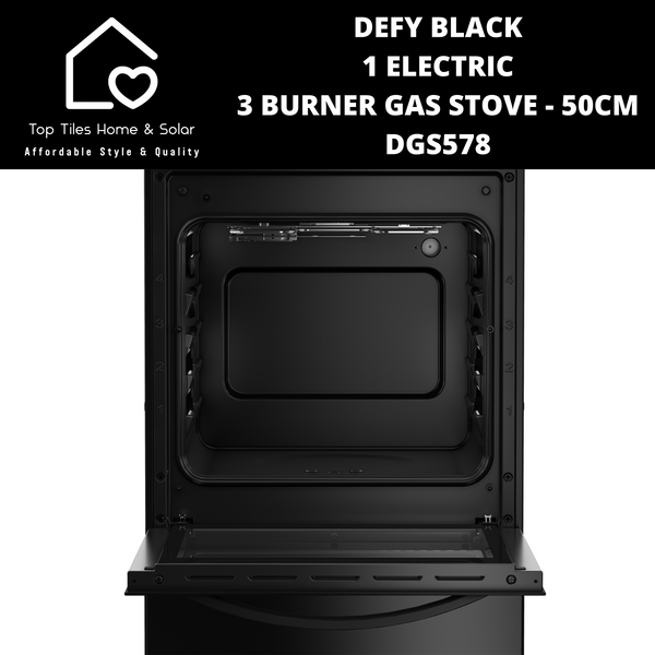 Defy Black 1 Electric 3 Burner Gas Stove - 50cm DGS578