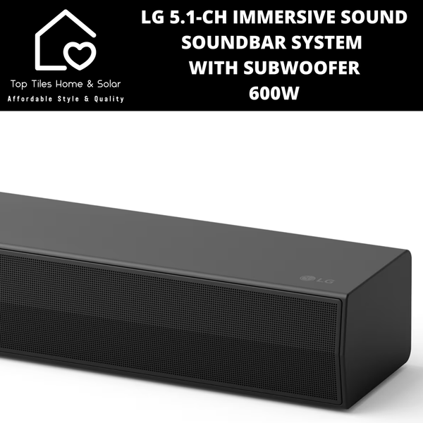 LG 5.1-Ch Immersive Sound Soundbar System with Subwoofer - 600W