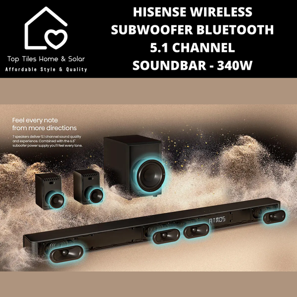 Hisense Wireless Subwoofer Bluetooth 5.1 Channel Soundbar - 340W