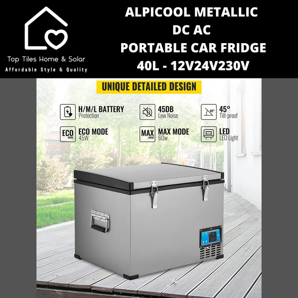 Mixbox Metallic DC AC Portable Car Fridge Freezer - 60L - 12V/24V/240V