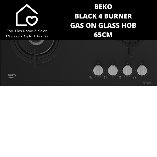 Beko Black 4 Burner Gas on Glass Hob - 65cm