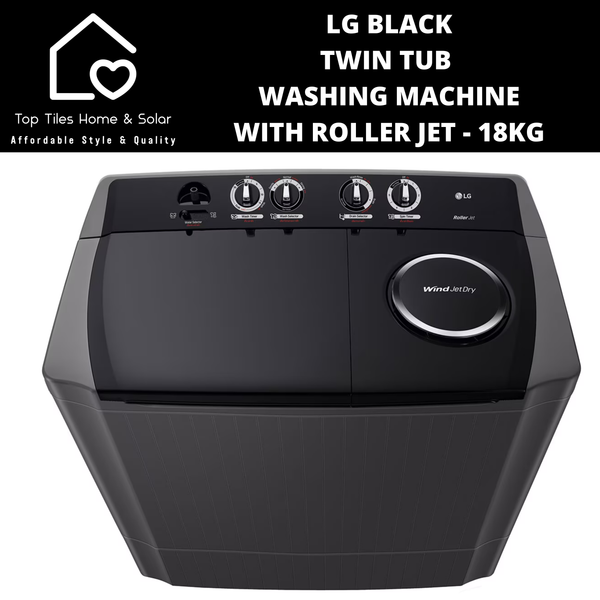 LG Black Twin Tub Washing Machine with Roller Jet - 18kg