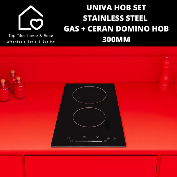 Univa Hob Set - Stainless Steel Gas + Ceran Domino Hob - 300mm