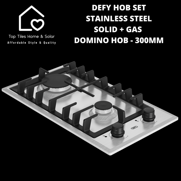 Defy Hob Set - Stainless Steel Solid + Gas Domino Hob - 300mm