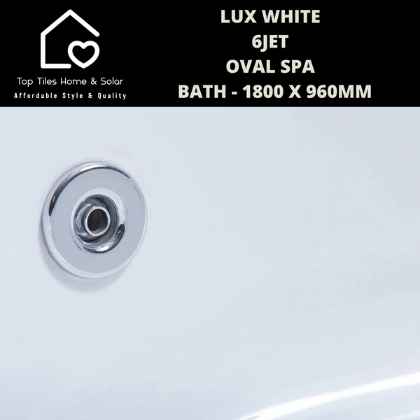 Lux White 6jet Oval Spa Massage Bath - 1800 x 960mm