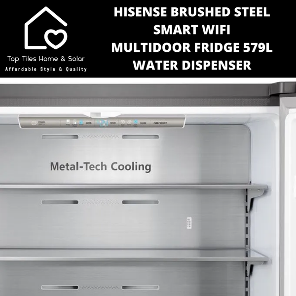 Hisense Brushed Steel Smart MultiDoor Fridge  - 579L Water Dispenser