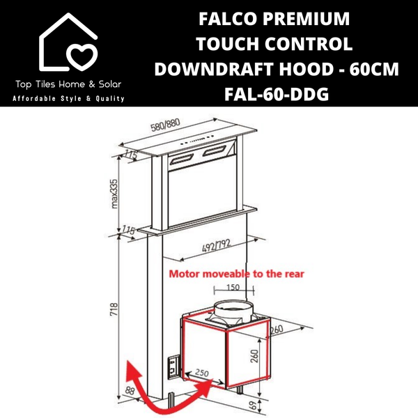 Falco Premium Touch Control Down draft Extractor - 60cm FAL-60-DDG