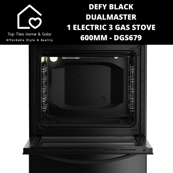 Defy Black DualMaster 1 Electric 3 Gas Stove - 600mm DGS679