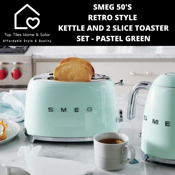 Smeg 50's Retro Style Kettle and 2 Slice Toaster Set - Pastel Green