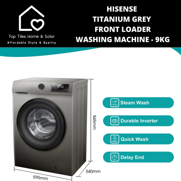 Hisense Titanium Grey Front Loader Washing Machine - 9kg