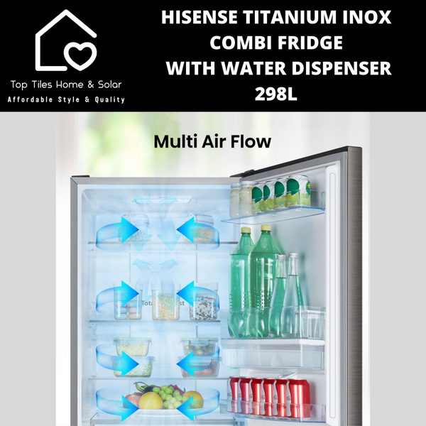 Hisense Titanium Inox Combi Fridge with Water Dispenser - 298L