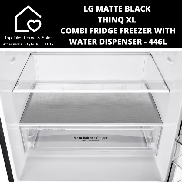 LG Matte Black ThinQ XL Combi Fridge Freezer with Water Dispenser - 446L