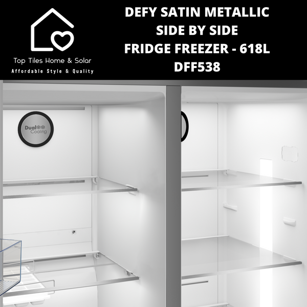 Defy Satin Metallic Side by Side Fridge Freezer - 618L DFF538