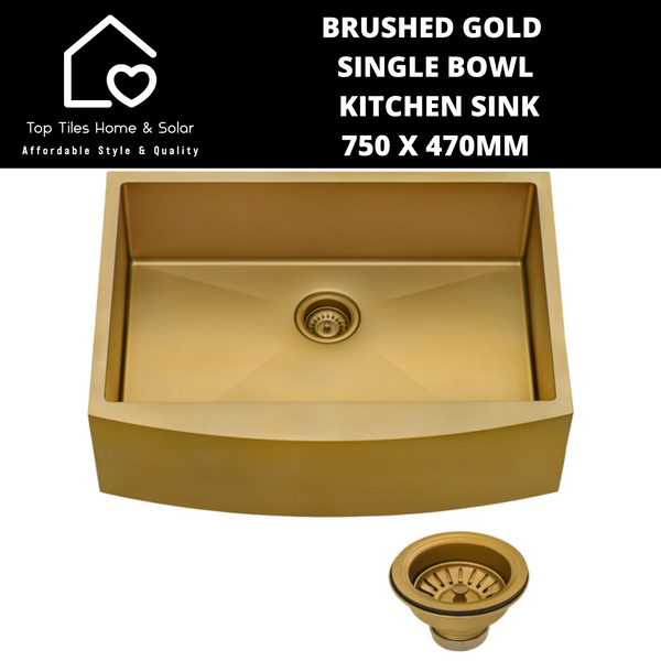 Brushed Gold Single Bowl Kitchen Sink - 750 x 470mm