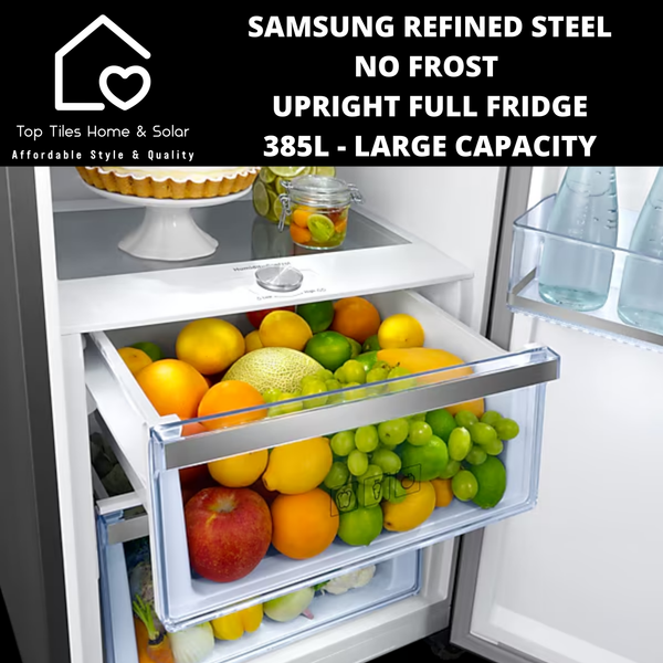 Samsung Refined Steel No Frost Upright Full Fridge - 385L Large Capacity