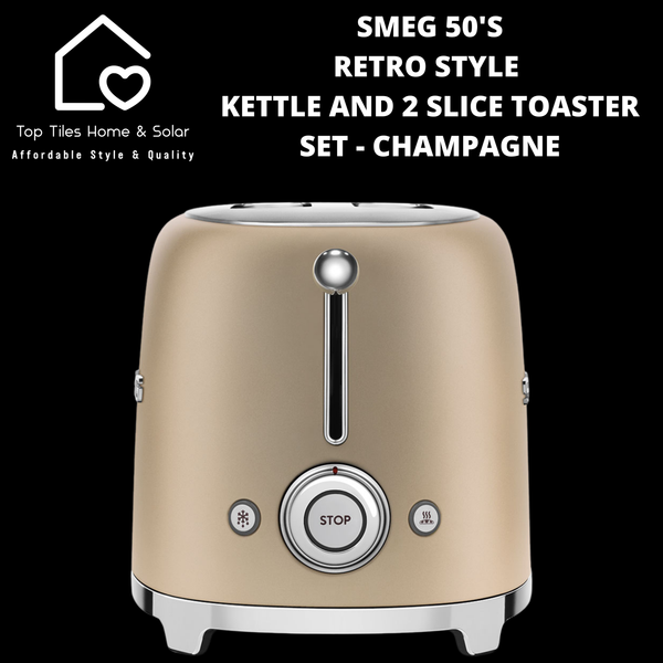 Smeg 50's Retro Style Kettle and 2 Slice Toaster Set - Champagne