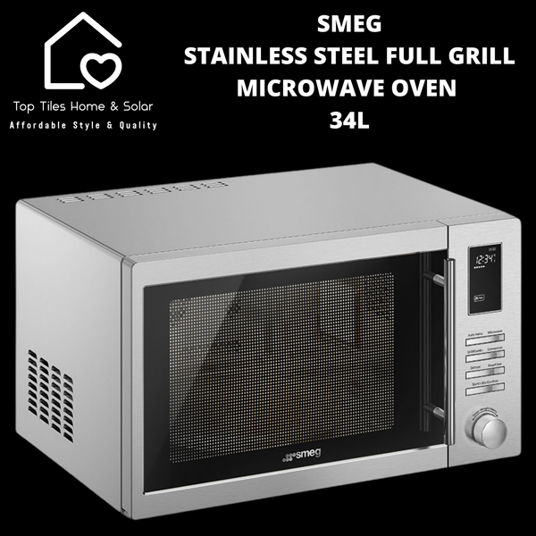 Smeg Stainless Steel Full Grill Microwave Oven - 34L