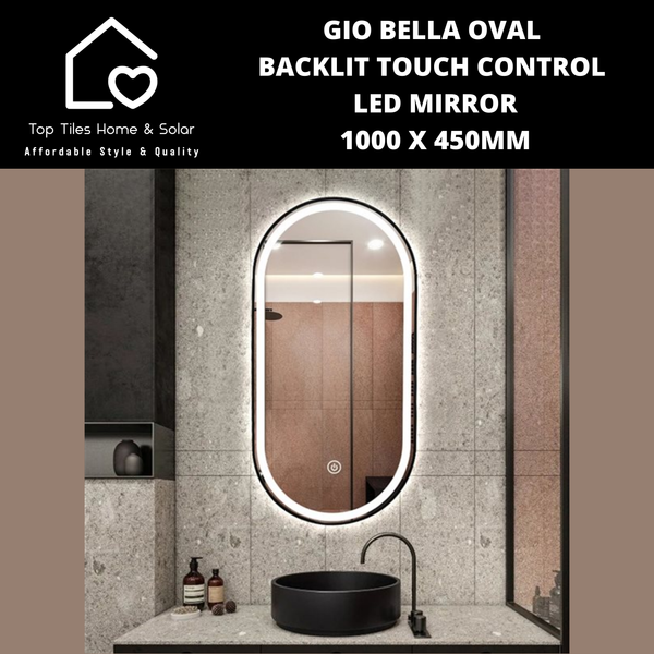 Gio Bella Oval Backlit Touch Control Led Mirror - 1000 x 450mm