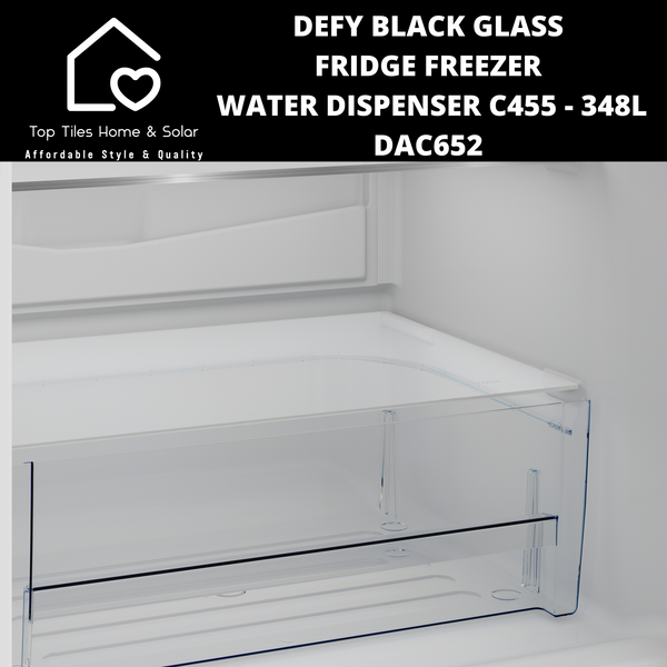 Defy Black Glass Combi Fridge Freezer Water Dispenser C455 - 348L DAC652