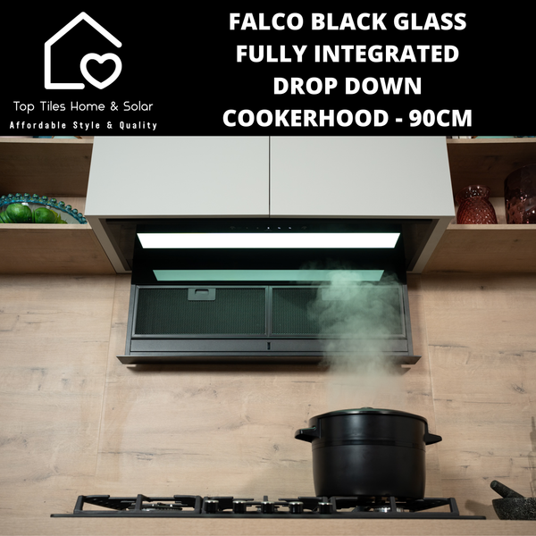 Falco Black Glass Fully Integrated Drop Down Cookerhood - 90cm AR-90-761A