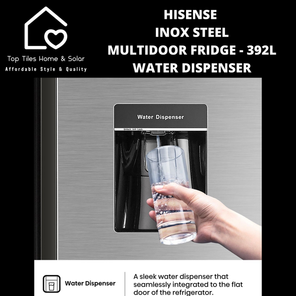 Hisense Inox Steel MultiDoor Fridge  - 392L Water Dispenser