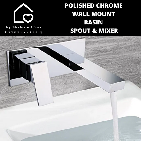 Polished Chrome Wall Mount Basin Spout & Mixer