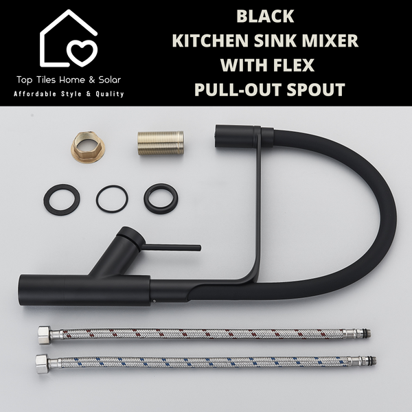 Black Kitchen Sink Mixer With Flexi Pull-Out Spout