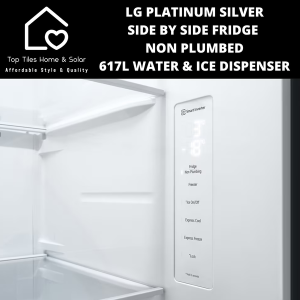 LG Platinum Silver Side by Side Fridge NP - 617L Water & Ice Dispenser