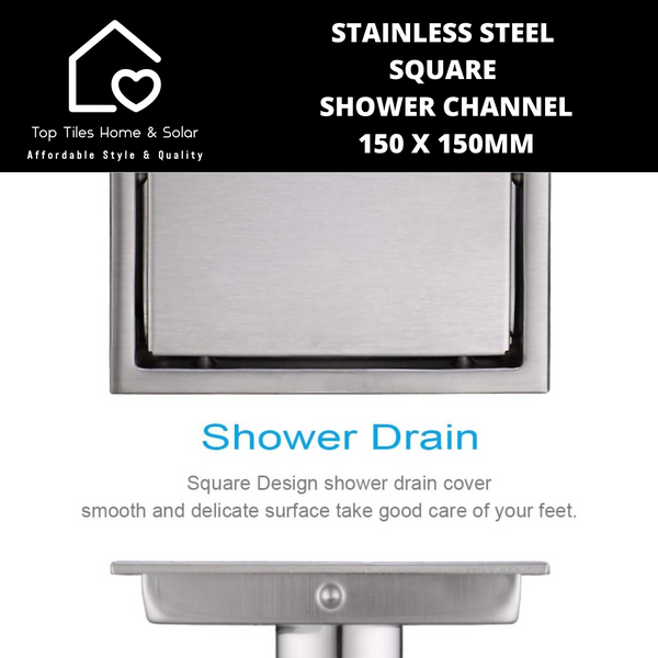 Stainless Steel Square Shower Channel - 150 x 150mm