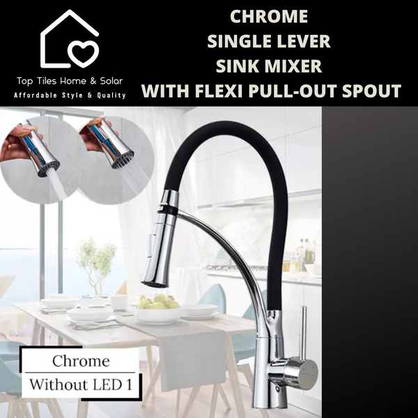 Chrome Single Lever Sink Mixer With Flexi Pull-Out Spout