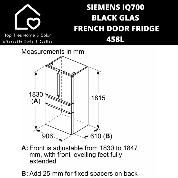 Siemens iQ700 Black Glass French Door Fridge - 458L