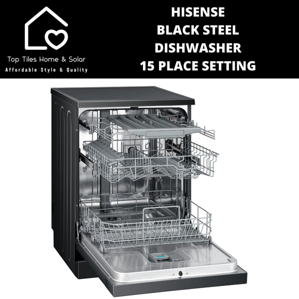 Hisense Black Steel Dishwasher - 15 Place Setting