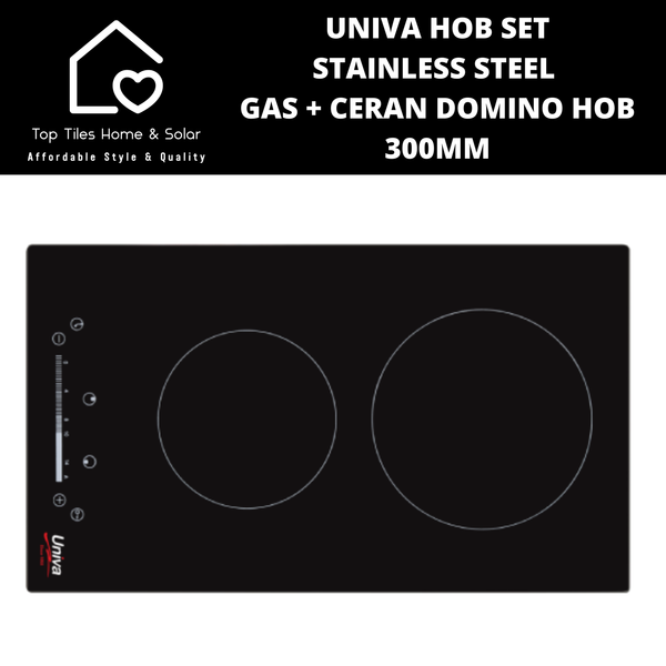 Univa Hob Set - Stainless Steel Gas + Ceran Domino Hob - 300mm