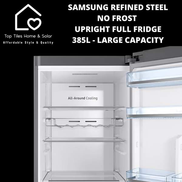 Samsung Refined Steel No Frost Upright Full Fridge - 385L Large Capacity