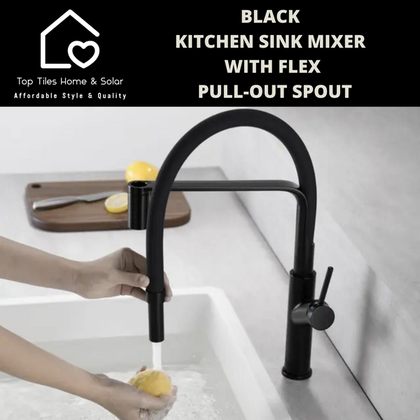 Black Kitchen Sink Mixer With Flexi Pull-Out Spout