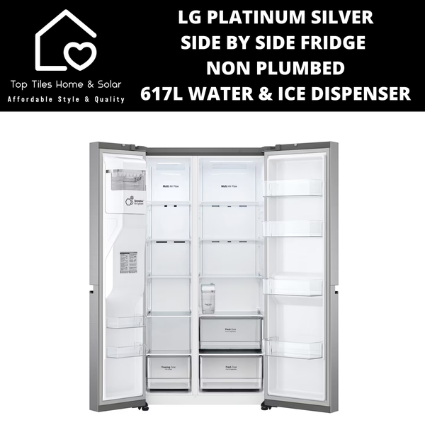 LG Platinum Silver Side by Side Fridge NP - 617L Water & Ice Dispenser