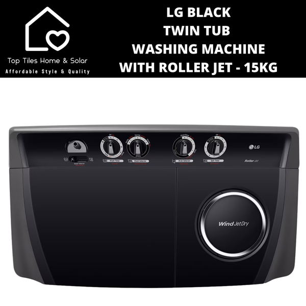 LG Black Twin Tub Washing Machine with Roller Jet - 15kg