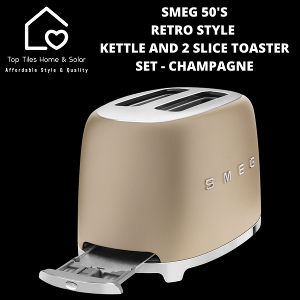 Smeg 50's Retro Style Kettle and 2 Slice Toaster Set - Champagne