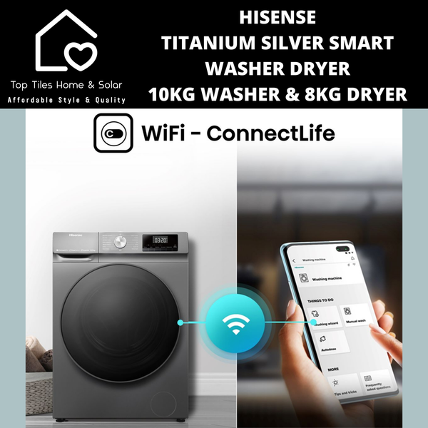 Hisense Titanium Silver Smart Washer Dryer - 10kg Washer & 8kg Dryer