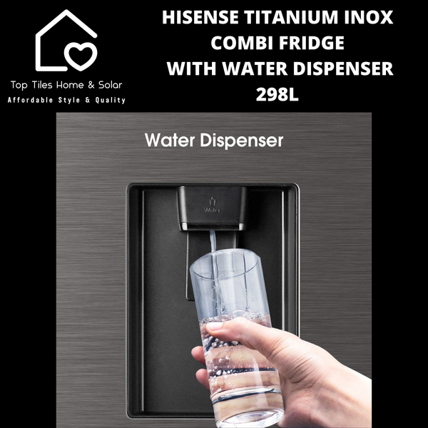 Hisense Titanium Inox Combi Fridge with Water Dispenser - 298L