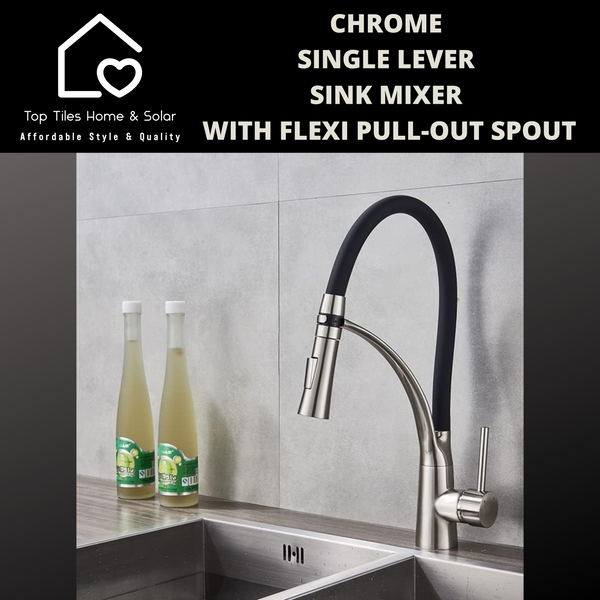 Chrome Single Lever Sink Mixer With Flexi Pull-Out Spout