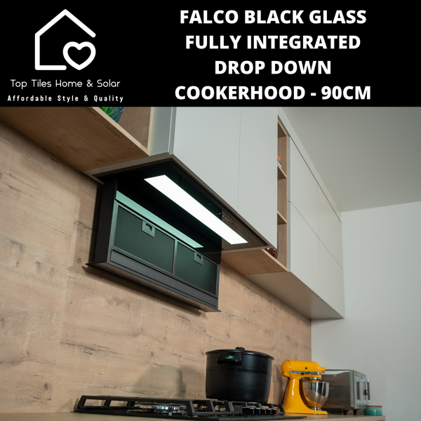 Falco Black Glass Fully Integrated Drop Down Cookerhood - 90cm AR-90-761A