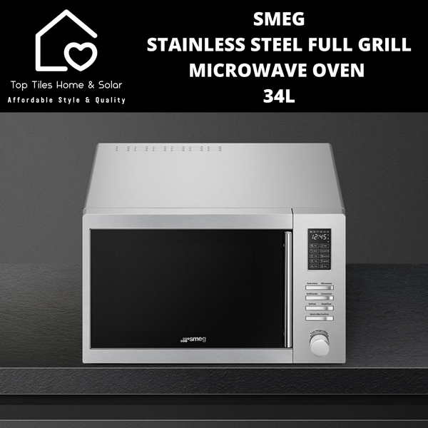 Smeg Stainless Steel Full Grill Microwave Oven - 34L