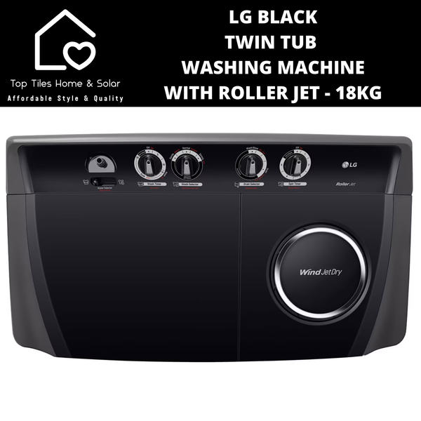 LG Black Twin Tub Washing Machine with Roller Jet - 18kg