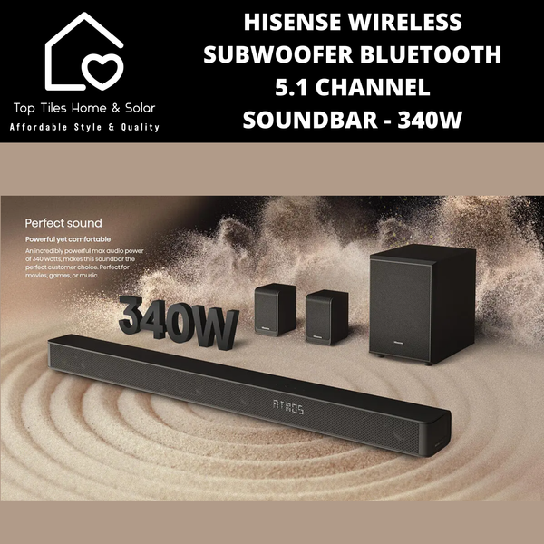 Hisense Wireless Subwoofer Bluetooth 5.1 Channel Soundbar - 340W