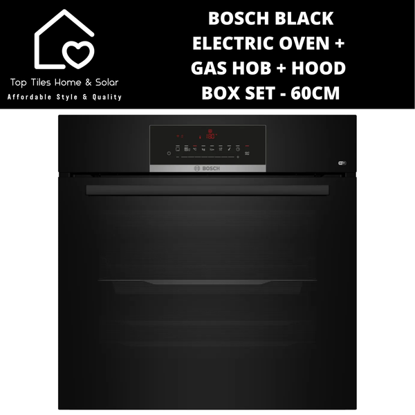 Bosch Black - Electric Oven + Gas Hob + Hood Box Set - 60cm