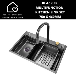 Black Stainless Steel  Multifunction Kitchen Sink Set - 750 x 460mm