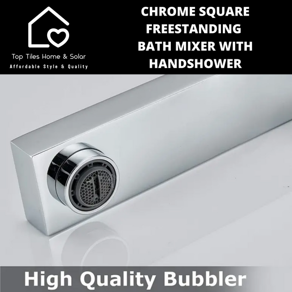 Chrome Square Freestanding Bath Mixer With Handshower